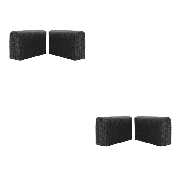 Monstrate Fundas elásticas de poliéster para brazos, fundas para sofá, tela de poliéster y poliéster para brazos, se adapta a la mayoría de negro 2Conjunto