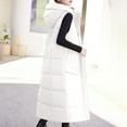 thumbnail image 3 of Lovskoo Womens Winter Coats Hooded Quilted Puffer Vest Pocket Long Jacket Sleeveless Cotton Padded Waistcoat White, 3 of 8