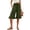 5# Army Green, variant on Cotton Linen Pants Women Summer Casual Pull on Wide Leg Drawstring Elastic Waist Petite Ruffle Hem Capri Pants with Pockets Gray S