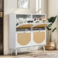 thumbnail image 3 of UBesGoo Shoe Storage Cabinet with 4 Flip Drawers, Slim Entryway Shoe Organizer with Half Round Woven Rattan Doorst, White, 3 of 11