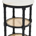 thumbnail image 5 of Creative Co-Op Round Solid Wood End Table with Genuine Marble Top and 2 Woven Cane Storage Shelves, Black, White, and Natural, 5 of 7