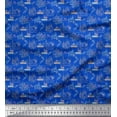 thumbnail image 1 of Soimoi Blue Poly Georgette Fabric Neuchatel & Venice City Architectural Print Fabric by the Yard 42 Inch Wide, 1 of 3