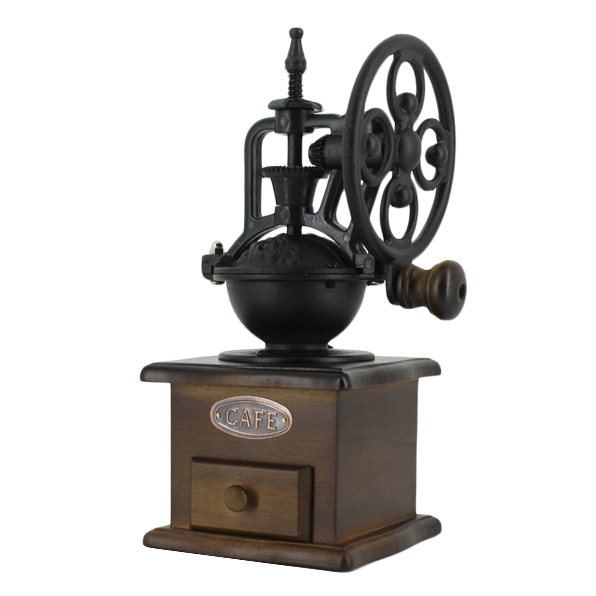 Manual Coffee Grinder, Retro Style AntiSkid Wooden Base 3Levels