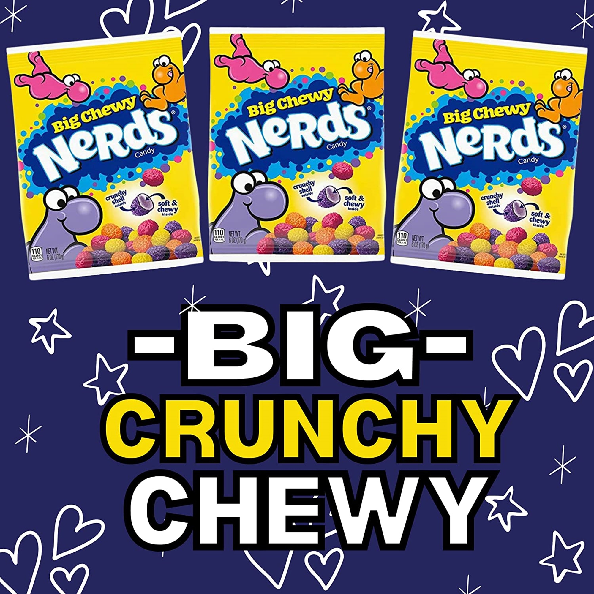 Nerds Big Chewy Gummy Candies, Hard Candy Shell with Soft Center, Assorted Fruit Flavors, Candy Magnet Included, Pack of 3, 6 Ounces Each - image 5 of 7