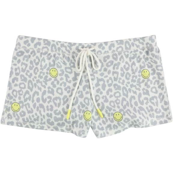 P.J. Salvage Womens Smiley Animal Print Pajama Shorts, Grey, Small