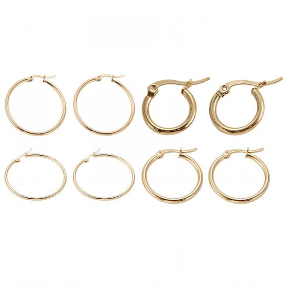 DESIGNICE 4Pairs Hoop Earrings,Stainless Steel Unique Earrings,Minimalist Circle Style Summer Earrings for Women,Style1