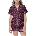 thumbnail image 1 of Pyjama en Satin Imprimé Manches Courtes à Boutons Hauts Unis Ensemble T-Shirt Ensemble de Pyjama Classique Filles Pjs Garçons Filles Mode, 1 of 5
