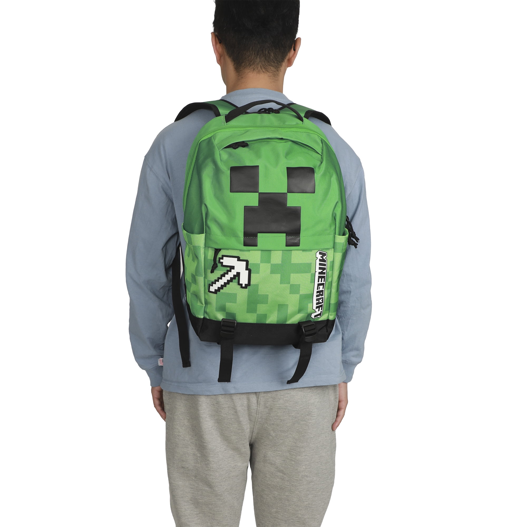 Minecraft Creeper & Pickax Green Adult 17.5" Backpack