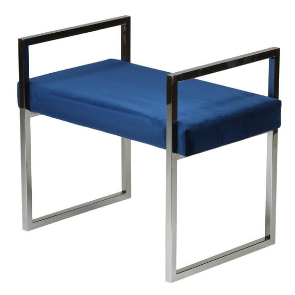 Cortesi Home Anna Contemporary Velvet Bench, Blue