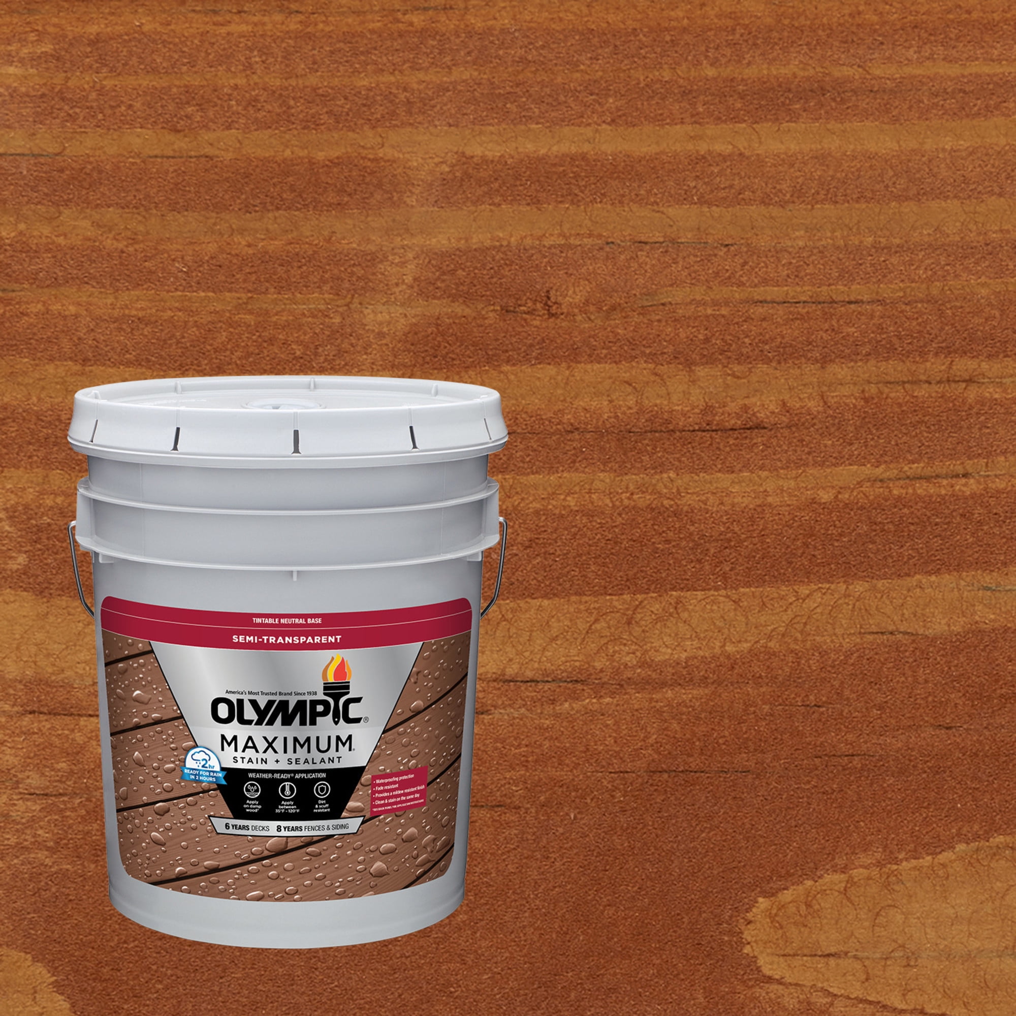 (2 pack) Olympic Maximum 5 Gallons ST-2020 Redwood Semi-Transparent Exterior Stain and Sealer in One Low VOC