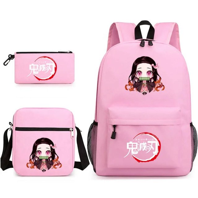 Demon Slayer Anime 3Pcs/Set Backpack Nezuko Student School Shoulder Bag Kids Cute Travel Backpack Children Birthday Gifts
