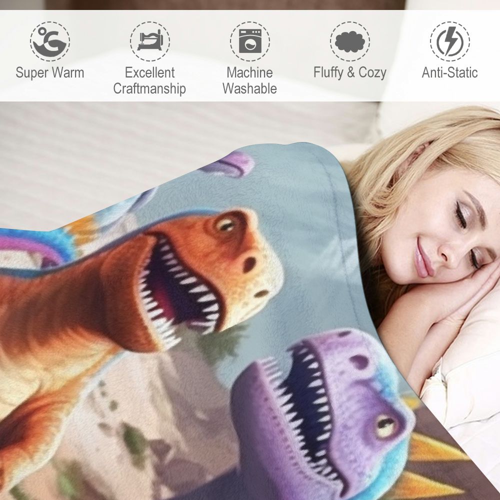 HENGT  Kids Dinosaur Blanket, Soft and Warm Flannel Plush Printed Dinosaur Toddler Blankets, Blanket for Boys and Girls,