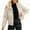 White, variant on Fartey Women's Cropped Puffer Jacket Trendy Solid Color Stand Collar Coat Full Zip Quilted Coats Winter Long Sleeve Warm Outerwear with Pockets