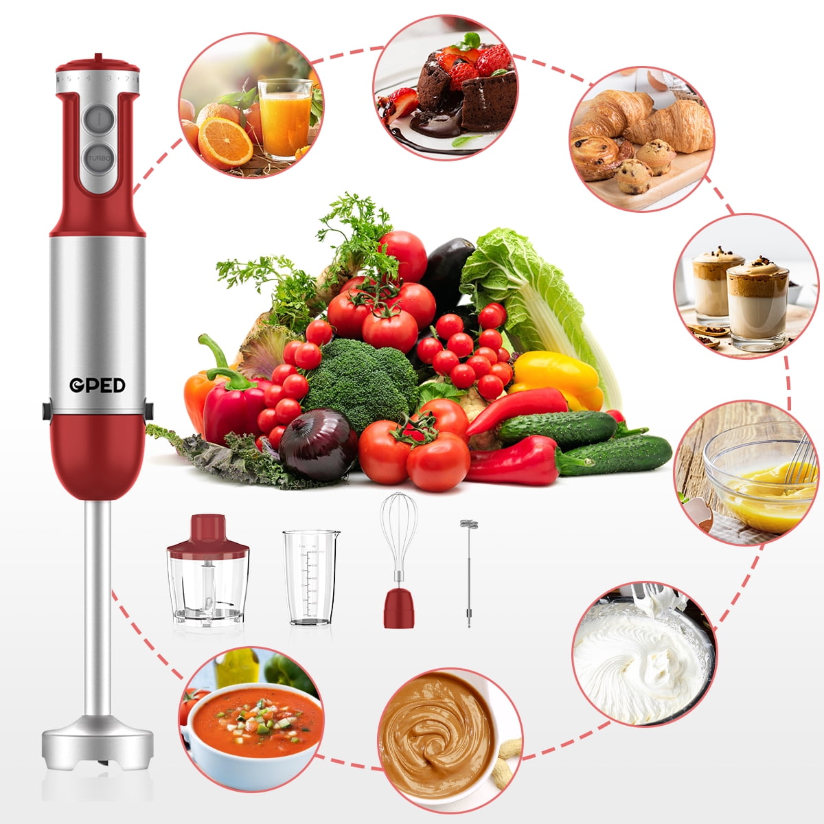 12-Speed Vavsea Immersion Hand Blender for Baby Food, Smoothies&Puree BPA  Free