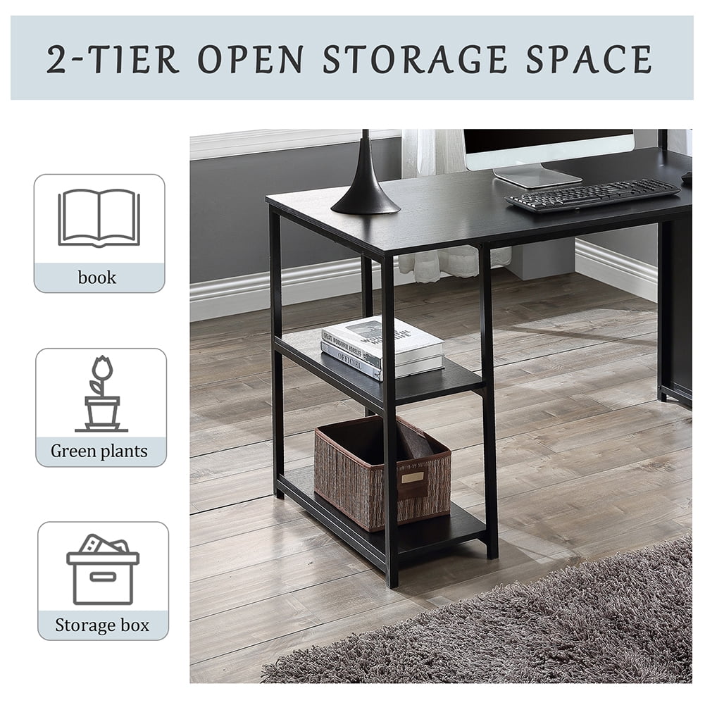 Lowestbest Home Office Computer Desk, Writing PC Table with Storage Shelf ,CPU storage space and Printer Stand, Space Saving Design(Balck) Lowestbest Home Office Computer Desk, Writing PC Table with Storage Shelf ,CPU storage space and Printer Stand, Space Saving Design(Balck)