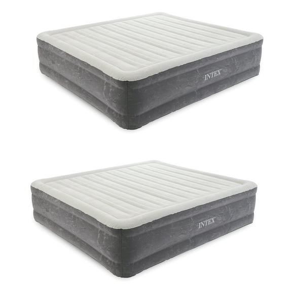 Intex 18" Inflatable Elevated Air Mattress w/Built In Pump, King (2 Pack)