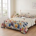 thumbnail image 2 of Twin Quilt Set 68''x86'', Colorful Spring Floral Lightweight Summer Bedspread Coverlet Set with 2 Pillow Shams, Elegant Summer Botanical Rustic Breathable All Season Quilt Bedding for Dorm/Bedroom, 2 of 9
