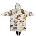thumbnail image 2 of Oversized Wearable Blanket Hoodie,Brown Mushroom Label Light Pattern Sherpa Blanket Hoodie with Super Pockets,Super Warm Fuzzy Pullover for Women & Men, 2 of 6