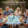thumbnail image 3 of Round Outdoor Tablecloth with Umbrella Hole and Zipper, Coastal Starfish Blue Tablecloth with Elastic Waterproof, Summer Beach Nautical Coral Patio Table Covers for 55" - 60" Picnic Pool Tables, 3 of 9