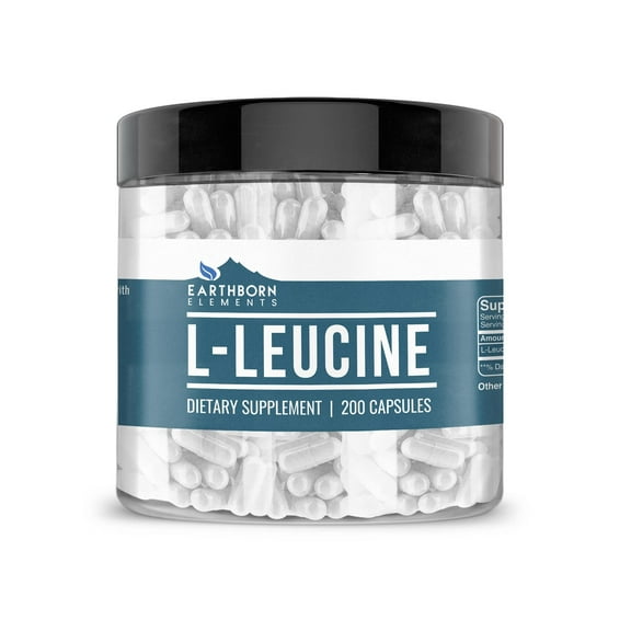 Earthborn Elements L-Leucine 200 Capsules, Pure & Undiluted, No Additives