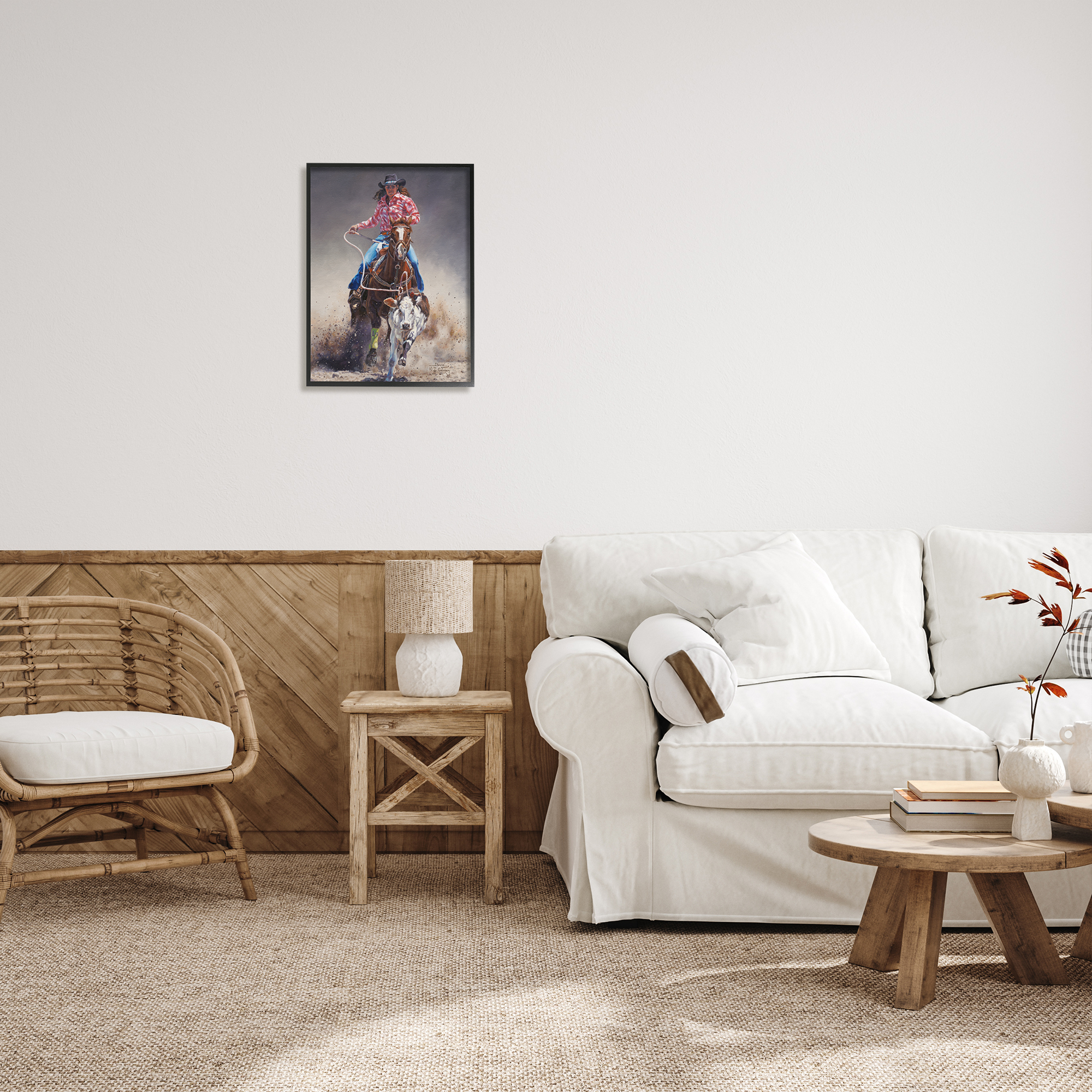 Stupell Industries Rodeo Cowgirl & Lasso Animals & Insects Painting Black Framed Art Print Wall Art, 16 x 20