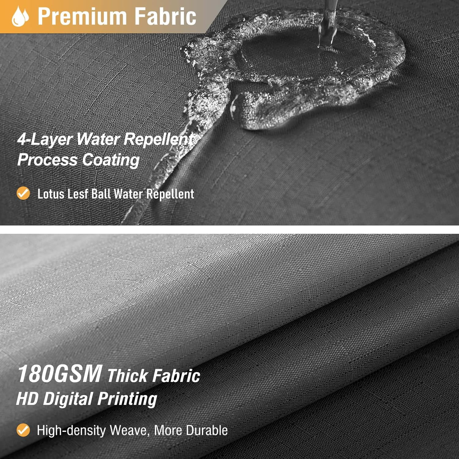 Extra Long Shower Curtain, 72 x 84 Inch Long Ombre Linen Textured Weighted Fabric Shower Curtain Set with Plastic Hooks, Large Hotel Spa Luxury Decorative Cloth Shower Curtain for Bathroom, Black