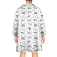 thumbnail image 2 of Wearable Oversized Blanket,Monochrome Controllers Games Icons White Pattern Wearable Blanket Hoodie for Adults,Cozy Hooded Blankets with Super Pockets,Super Warm Fuzzy Pullover for Women & Men, 2 of 6