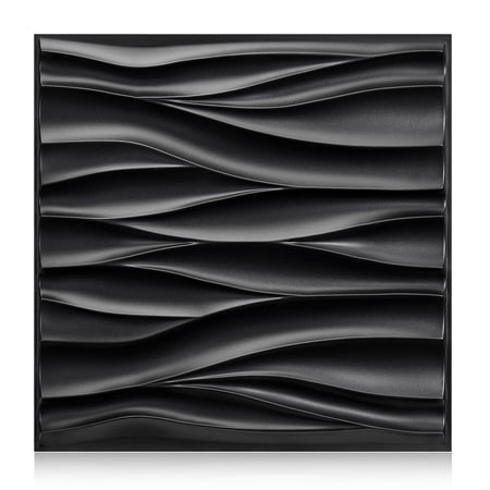 30Pack 3D Wall Panels for Interior Wall Décor Black 11.8"*11.8" Covering Panels, PVC Textured 3D Wall Tile for Living Room, Bedroom DIY Interior Décor