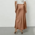 thumbnail image 5 of WULMLEO Women's Satin High Waisted Maxi Skirts Silk Elegant A Line Long Skirt Summer Fall Cocktail Party Wedding Flowy Skirts Coffee L, 5 of 5