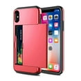 thumbnail image 1 of For Apple iPhone XS Red Shockproof Card Slot Wallet Heavy Duty Case Tough 360 Cover Case, 1 of 2