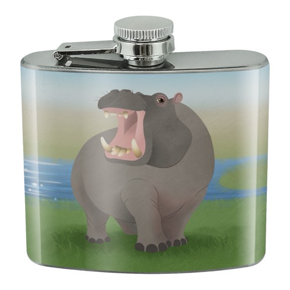 Hippopotamus Goes Roar Stainless Steel 5oz Hip Drink Kidney Flask