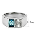 thumbnail image 2 of High polished (no plating) Stainless Steel Ring with Synthetic in Sea Blue for Women Style DA287, 2 of 5