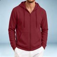 thumbnail image 6 of Zip Up Hoodie Men Long Sleeve Lightweight Solid Color Plain Hooded Sweatshirts Casual Fall Spring Track Jackets, 6 of 7