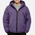 thumbnail image 2 of Piuwrlz Boys Hood Padded Jacket Boy Cotton Puffer Jacket with Zipper Long Sleeved Winter Coat Purple Size 9, 2 of 6