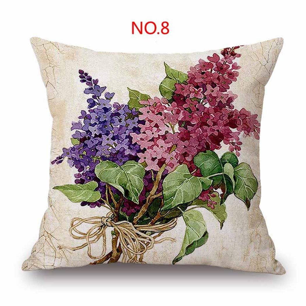 Fancy 1Pc Nordic Flowers Throw Pillow Cover 45*45 cm Cotton Linen Couch
