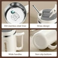 thumbnail image 4 of Bfogop Coffee Mug Portable Double Layer Stainless Steel Mug With Folding Spoon And Cell Phone Holder,Induction Heatable, for Home and Office, 4 of 7