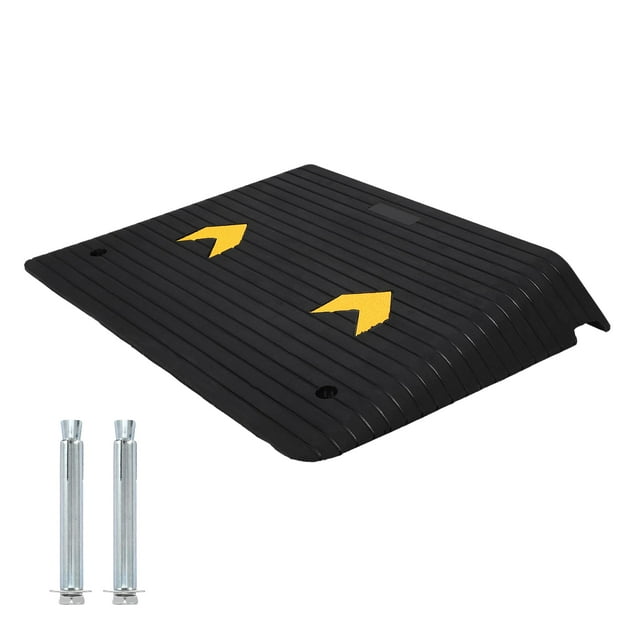 Rubber Threshold Ramp for 4" Rise, 33,069 lbs Capacity Portable Wheelchair Ramp with Non-Slip Surface & Cord Cover, for Doorways Steps Cars Pets (35.5"x24")