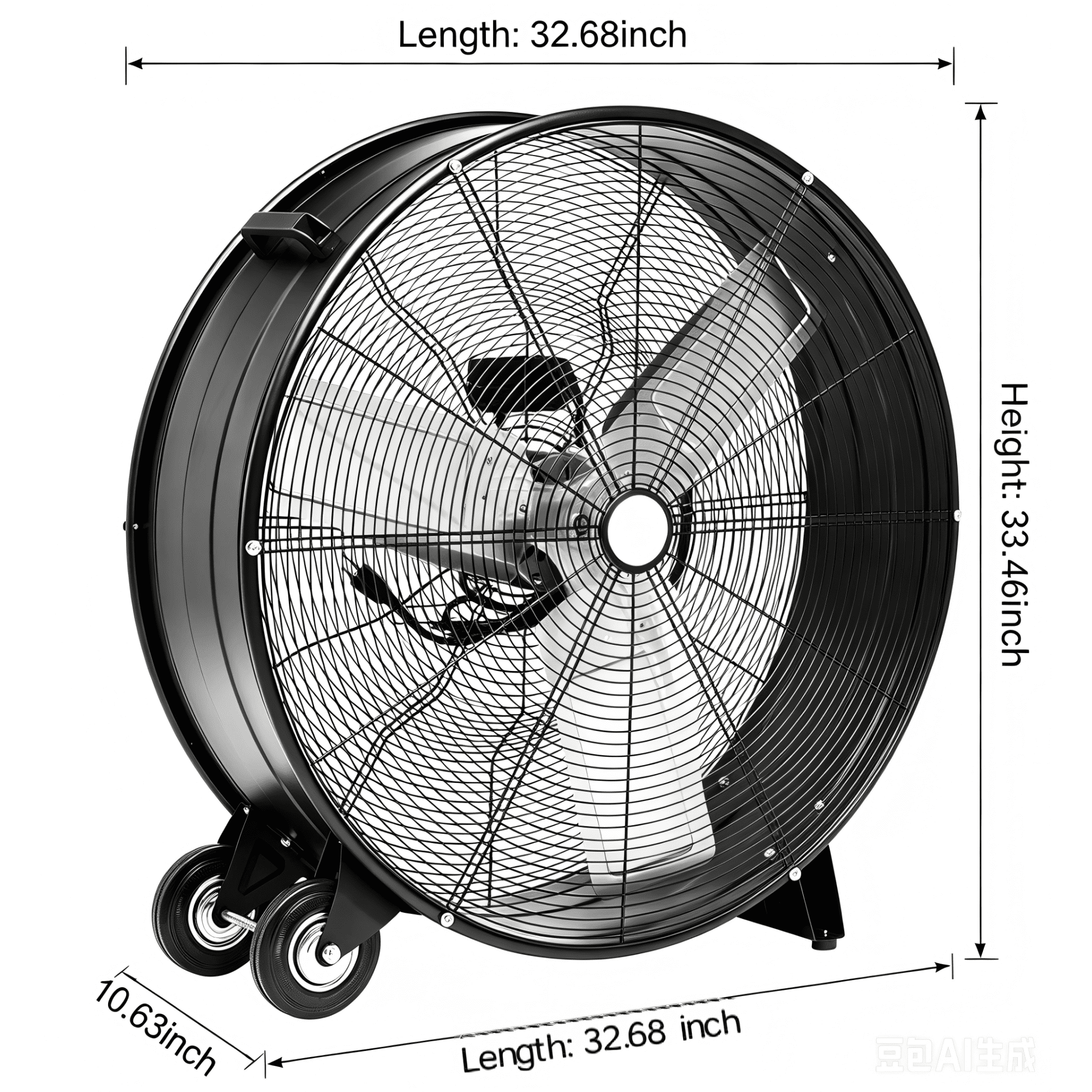 Leumius 30 Inch High Velocity Industrial Drum Fan, 2 Speed Heavy-Duty Metal Fan with Aluminum Blades,Mobile Tilt Fan for Garage, Workshop, Warehouse & Factory