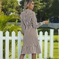 thumbnail image 1 of Vestido A Rayas Para Mujer, Rayas Verticales, Dobladillo Volante, Manga Larga, Vestido Tipo Túnica Para Mujer, Fibra De Poliéster Para Negocios ANGGREK Otros, 1 of 5