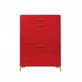 thumbnail image 4 of Modern Flip-up Shoe Storage Cabinet with 3 Drawers, Narrow Home Shoe Cabinet with Metal Legs, Freestanding Shoe Organizer for Entryway, Hallway, Living Room, Red, 4 of 6