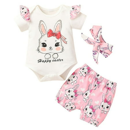 

3Pcs Toddler Newborn Baby Girls Rompers+Tutu Pants+Headband Outfits Set Clothes