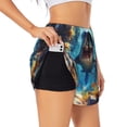 thumbnail image 3 of Lsque Colorful Underwater Shark Printed Women's Running Shorts with Liner Pockets,Elastic Quick Dry Workout Athletic Gym Yoga Shorts,Womens High Waist Shorts-Large, 3 of 9