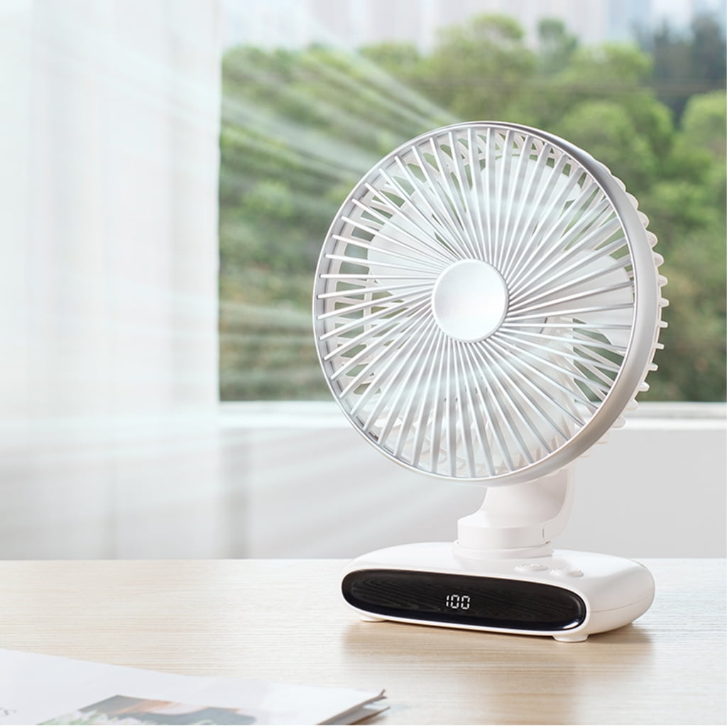 Tibvox 3600mAh USB Power Desk Fan 6 Speed Ceiling Fan Auto Oscillating Fan for Home Bathroom Kitchen