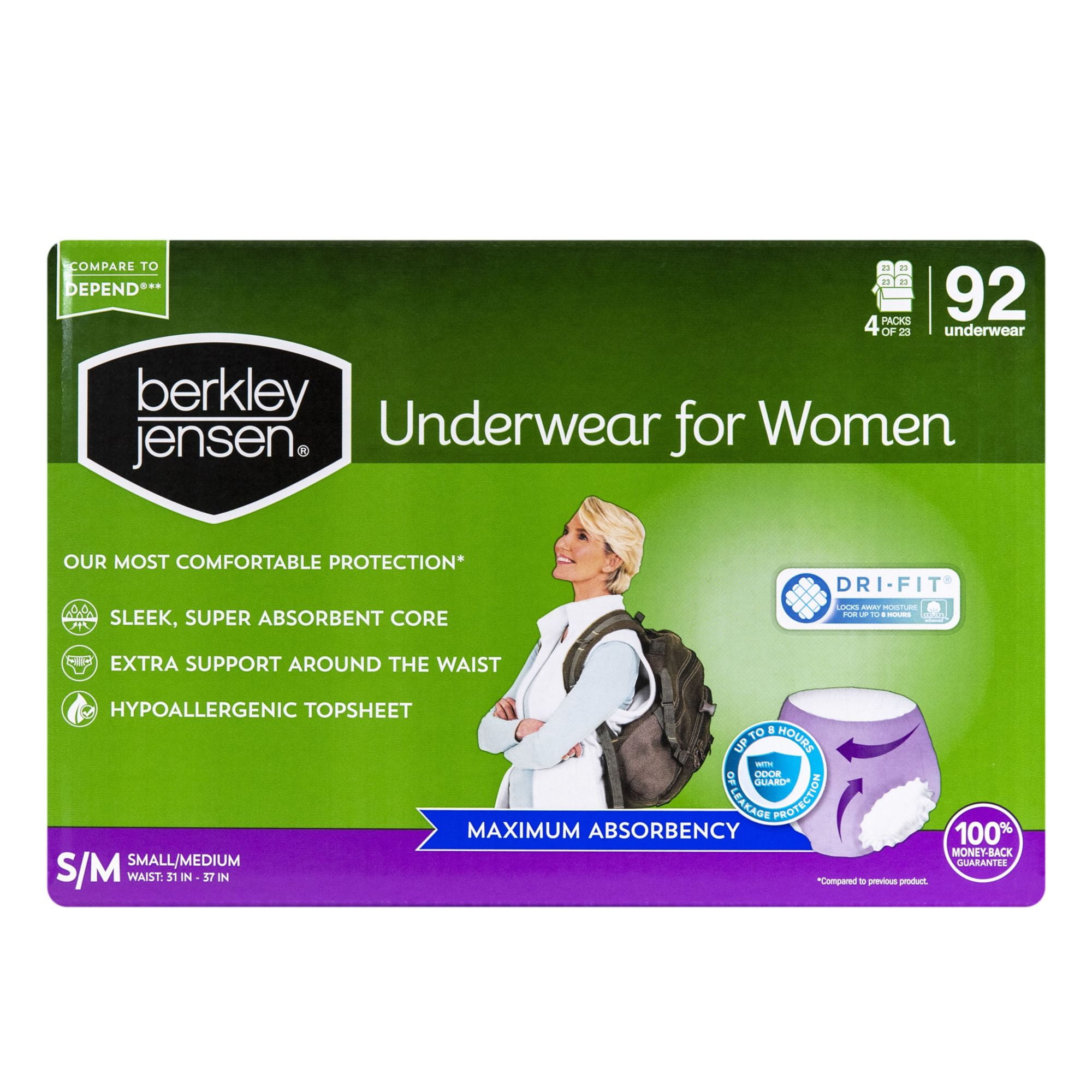 Berkley Jensen Incontinence and Post Partum Underwear for Women, Size