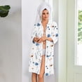 thumbnail image 5 of Women's Robes Zipper Lightweight 3/4 Sleeve Summer Housecoats for Women Zip Up Front Knee Length Vintage Floral Print Casual Bathrobe Nightgown with Pockets White M, 5 of 7