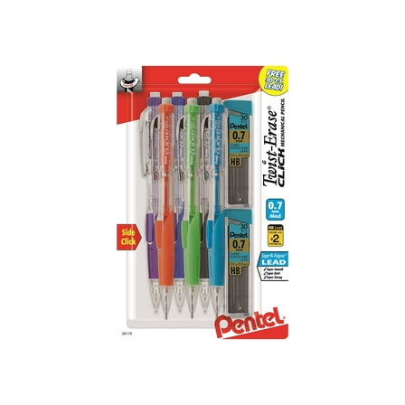 Pentel Twist-Erase Click Mechanical pencl 0.7mm #2 Lead 6/Pack PD277TLBPS6M