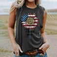 thumbnail image 4 of Graphic Tank Tops, Summer 2024 Sleeveless 4th of July Shirts Women Crew Neck Casual Flag Sunflower Print Tanks (S, Dark Gray 01), 4 of 4