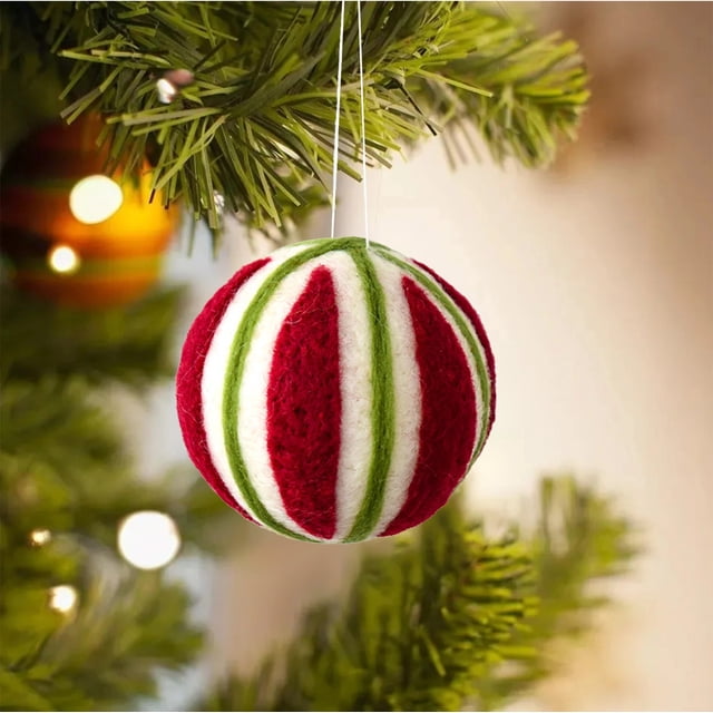 Adorno Navideño de Bola de Lana de 7 Cm, Kit de Decoración Navideña Diy | Patrones de Copos de Nieve Festivos Hechos a Mano | Decoración Ligera y Suave de Lana para Árbol de Navidad | Adornos para Co