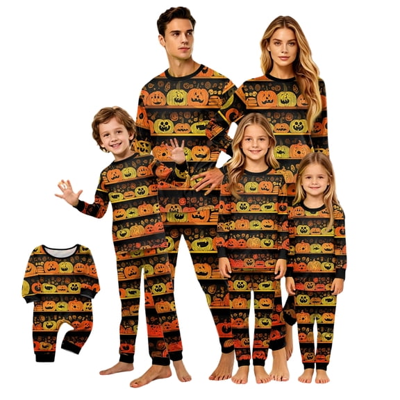 2026 Matching Family Halloween Pajamas Set, Fall Sleepwear, Ghost & Pumpkin Printed Holiday Sleepwear, Soft Loungewear PJs Outfit