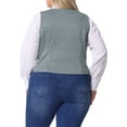 thumbnail image 3 of Agnes Orinda Plus Size Vest for Women Plaid Sleeveless Button with Pockets Vests 1X Blue Green, 3 of 6